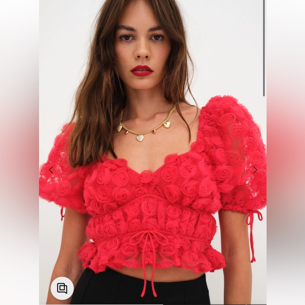 For Love And Lemons Red Floral Top